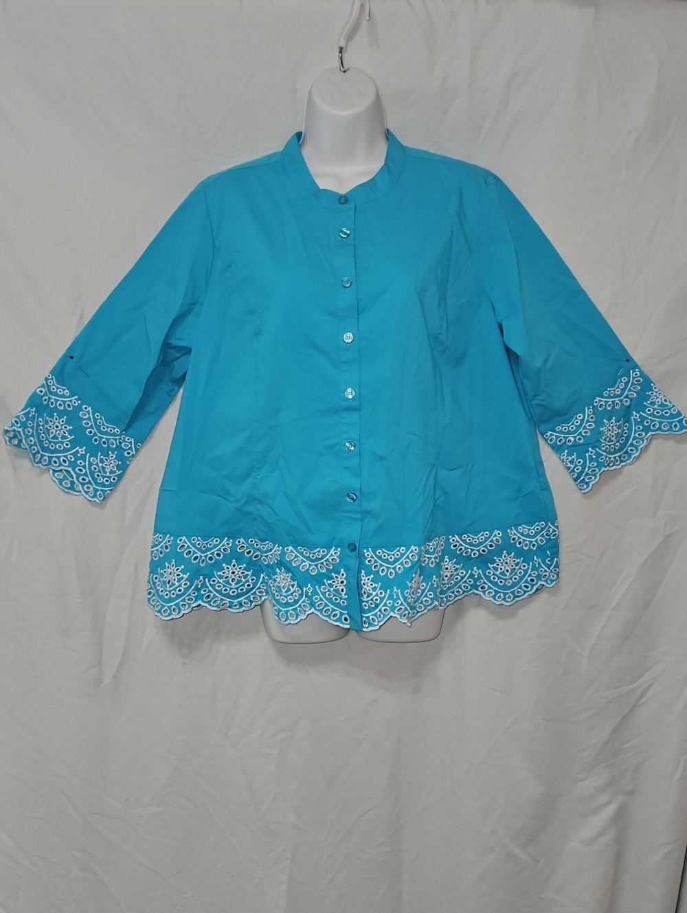 Bob Mackie Wearable Art Cutout Embroidered Peplum Shirt